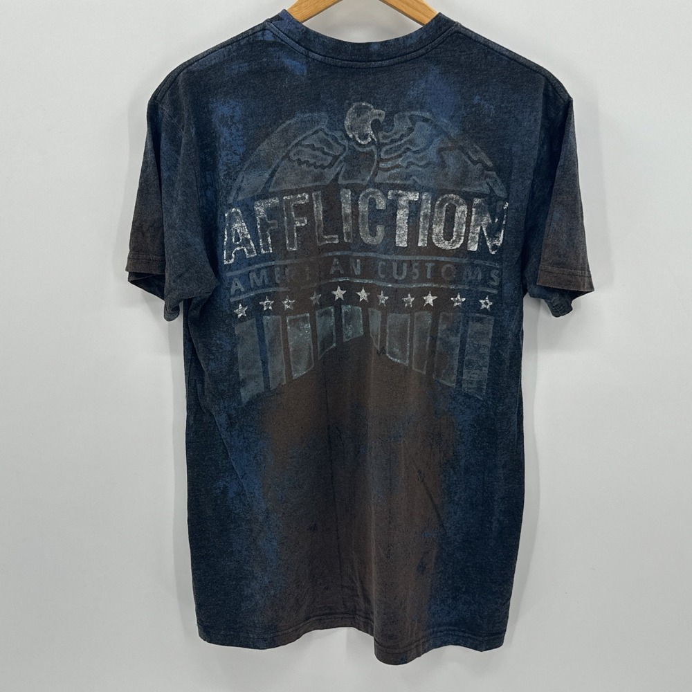 Affliction Shirt Mens Large Short Sleeve T Skull Biker Goth Y2K Emo‎ Patch MC L - Picture 4 of 9